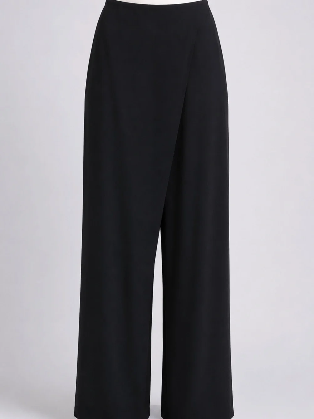 Relaxed Black Wide-Leg Pull-On Pants for Women